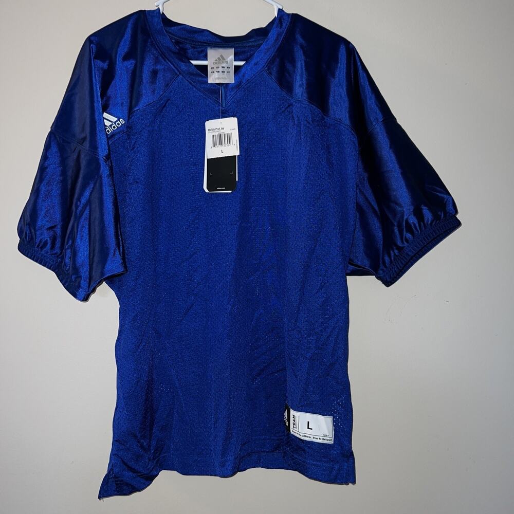 Adidas Authentic Football Blank Blue Practice Jersey Mens Size Large New Tag